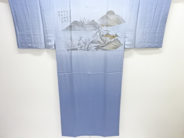 未使用品　風景模様男物長襦袢(キングサイズ)